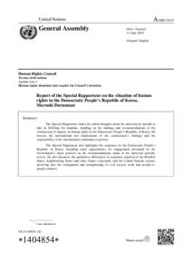 Report of the Special Rapporteur on the situation of human rights in the Democratic People’s Republic of Korea in English
