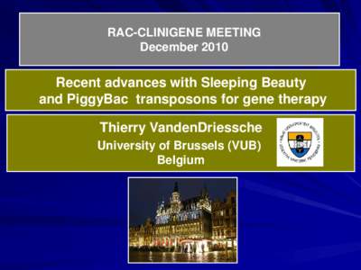PowerPoint Presentation  -  Stable gene transferinto stem cells using hyperactive Sleeping Beauty-derived transposons