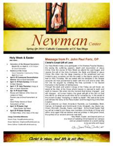 Newman Center Center Spring Qtr 2014 | Catholic Community at UC San Diego