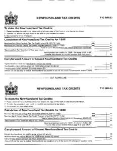 NEWFOUNDLAND TAX CREDITS  T I C (NFLD.) Newfoundland Stock Savings Plan Tax Credit (attach NL-SSP-T1-1 slip) 585