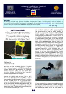 LABORATORY FOR MARITIME TRANSPORT NEWSLETTER No 19 October – December 2011 N.T.U.A. NATIONAL TECHNICAL UNIVERSITY OF ATHENS