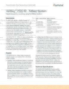 Product Information Sheet: Reproductive and Genetic Health  VeriSeq™ PGS Kit - MiSeq® System Rapid aneuploidy screening using the MiSeq System. Description Chromosome aneuploidy (abnormal number of