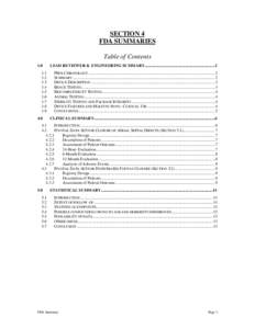 SECTION 4 FDA SUMMARIES Table of Contents[removed]