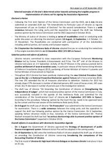 Non-paper as of 20 September 2013 Selected examples of Ukraine’s determined action towards achieving the tangible progress in implementation of criteria set for signing the Association Agreement Electoral criterion -