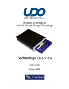 The Next Generation of 5¼-inch Optical Storage Technology Technology Overview R J Longman October, 2002