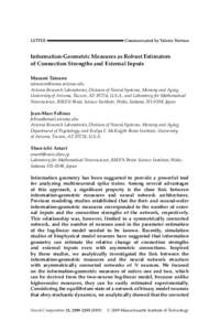 LETTER  Communicated by Valerie Ventura Information-Geometric Measures as Robust Estimators of Connection Strengths and External Inputs