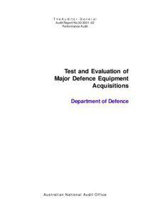 Test and Evaluation of Major Defence Equipment Acquisitions