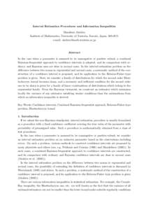 Interval Estimation Procedures and Information Inequalities Masafumi Akahira Institute of Mathematics, University of Tsukuba, Ibaraki, Japan, e-mail:   Abstract