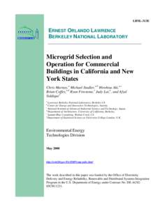 Microgrid Selection and Operation for Commercial Buildings in California and New York States