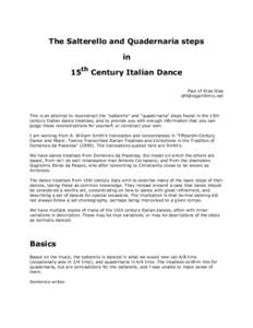 The Salterello and Quadernaria steps in 15 th