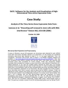 GATE: Software for the Analysis and Visualization of HighDimensional Time-series Expression Data  Case Study: Analysis of the Time-Series Gene Expression Data from: Ivanova et al. “Dissecting self-renewal in stem cells