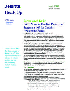 January 27, 2010 Volume 17, Issue 7 Heads Up In This Issue: •	 Key Provisions