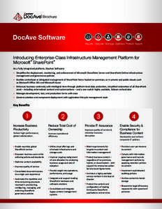 Brochure  DocAve Software Migrate. Integrate. Manage. Optimize. Protect. Report.  Introducing Enterprise-Class Infrastructure Management Platform for