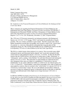 Microsoft Word - Final-Comments regarding the Proposed Designation of Critical Habitat for the Salt Creek tiger beetle.d