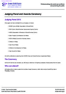 Printed from onat 01:46:24  Professionalising the social care workforce and protecting the public  Judging Panel and Awards Ceremony