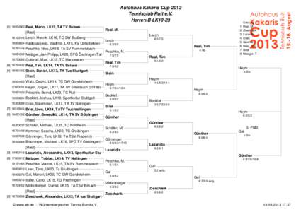 Autohaus Kakaris Cup 2013 Tennisclub Ruit e.V. Herren B LK10  Real, Mario, LK12, TA TV Belsen