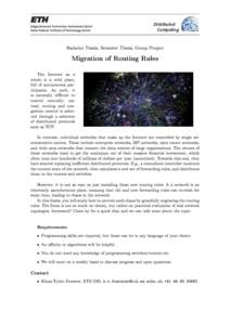 Distributed Computing Bachelor Thesis, Semester Thesis, Group Project  Migration of Routing Rules