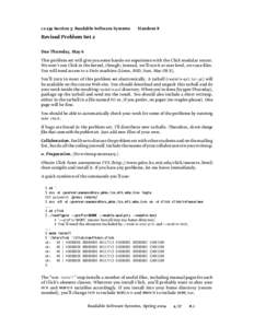 cs 239 Section 3: Readable Software Systems  Handout 8 Revised Problem Set 2 Due Thursday, May 6