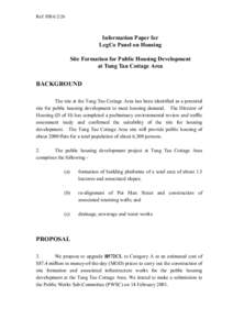 Ref: HB[removed]Information Paper for LegCo Panel on Housing Site Formation for Public Housing Development at Tung Tau Cottage Area