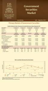July – September[removed]Primary Market of Government Securities Results of Auctions for Sales of Government Securities Held between July and September 2014 Issue number Issue date