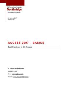 Access Basics - Best Practices