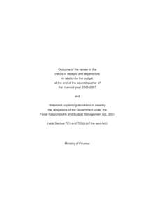 Outcome of the review of the trends in receipts and expenditure in relation to the budget at the end of the second quarter of the financial year[removed]and