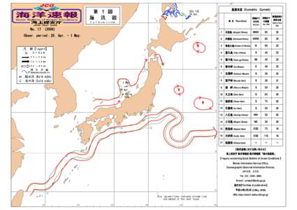 黒潮本流（Kuroshio Current)  SEA ICE 30 Apr.  地 名 Place Name