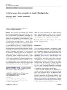 Exp Brain Res DOIs00221RESEARCH ARTICLE  Isolating shape from semantics in haptic-visual priming