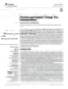 Emotion and Implicit Timing: The Arousal Effect