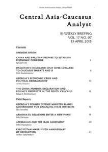    Central	
  Asia-­‐Caucasus	
  Analyst,	
  15	
  April	
  2015	
   1	
  