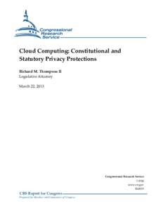 Cloud Computing: Constitutional and Statutory Privacy Protections