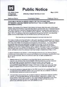 Public Notice May 4, 2015 U.S. Army Corps of Engineers CENAB-OPR-P