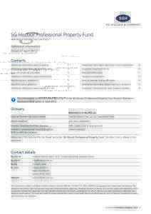 SG Hiscock Challenger Professional Property Fund Additional Information Booklet