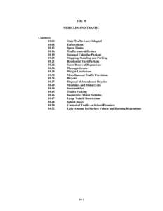 Title 10 VEHICLES AND TRAFFIC Chapters: 