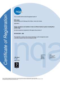 NQA   Certificate Number QMS15415, Issue 0, Revision 6