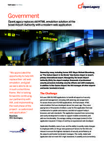 OpenLegacy Case Study  Government OpenLegacy replaces old HTML emulation solution at the Israel Airport Authority with a modern web application