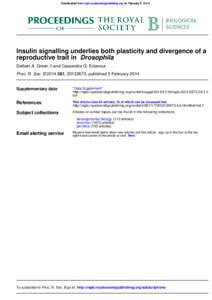 Downloaded from rspb.royalsocietypublishing.org on February 5, 2014  Insulin signalling underlies both plasticity and divergence of a