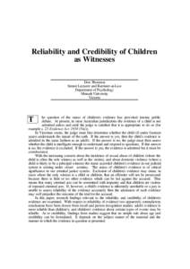 Reliability and credibility of children as witnesses