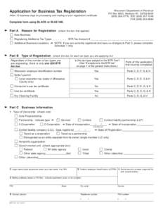 December 2007 BTR-101 Application for Business Tax Registration - Wisconsin Department of Revenue