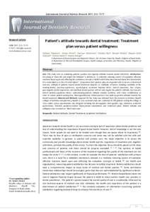 International Journal of Dentistry Research 2017; 2(3): Research Article IJDR 2017; 2(3): 73-75 © 2017, All rights reserved www.dentistryscience.com