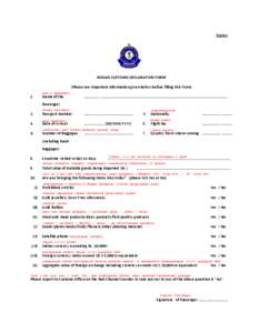 Form I  INDIAN CUSTOMS DECLARATION FORM (Please see important information given below before filling this Form) имя и фамиллия