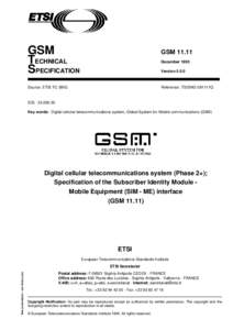 GSM TECHNICAL SPECIFICATION GSMDecember 1995