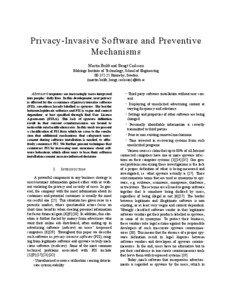 Privacy-Invasive Software and Preventive Mechanisms Martin Boldt and Bengt Carlsson