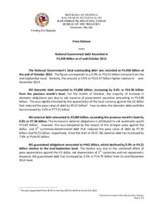 REPUBLIKA NG PILIPINAS KAGAWARAN NG PANANALAPI KAWANIHAN NG INGATANG-YAMAN (BUREAU OF THE TREASURY) Intramuros, Maynila Funding the Republic