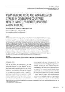 ORIGINAL PAPERS International Journal of Occupational Medicine and Environmental Health 2010;23(3):225 – 238 DOI v10001PSYCHOSOCIAL RISKS AND WORK-RELATED STRESS IN DEVELOPING COUNTRIES: