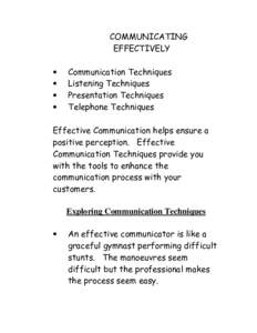 COMMUNICATING EFFECTIVELY • • • •