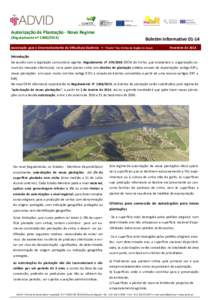 Autorização de Plantação - Novo Regime (Regulamento nº Bole m Informa voAssociação para o Desenvolvimento da Vi cultura Duriense  “Cluster” dos Vinhos da Região do Douro