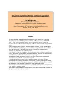 Structural Dynamics from a Clakesch Approach. OSCAR DEJUAN University of Castilla -La Mancha. Department of Economics and Finance. Albacete (Spain) . th