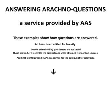 ANSWERING	
  ARACHNO-­‐QUESTIONS	
   	
   a	
  service	
  provided	
  by	
  AAS	
   	
  