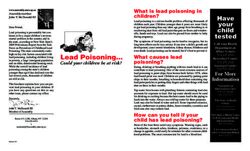 What is lead poisoning in children? www.assembly.state.ny.us  Assemblymember